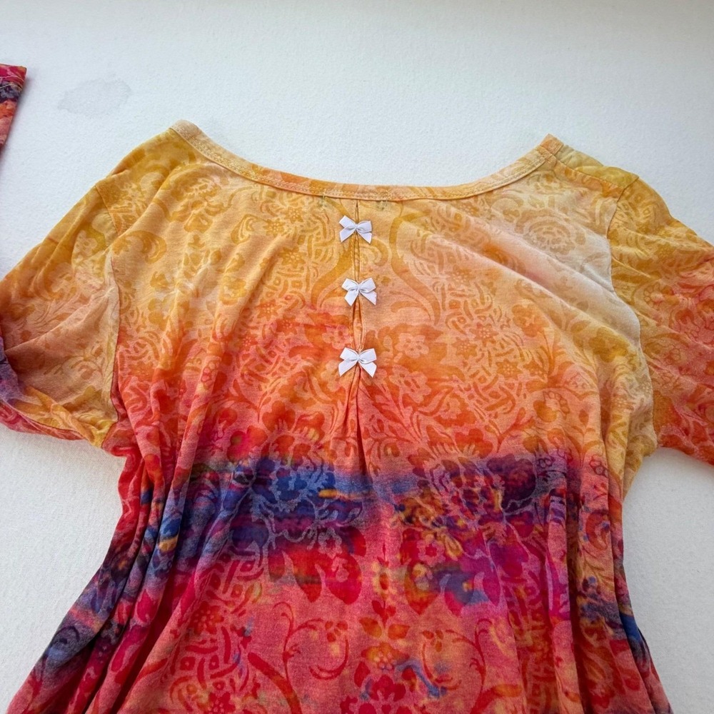 Vintage Y2K Zelia Burnout Floral Tunic Top Long Sleeve Artsy Campus Fairycore XL - Picture 12 of 16